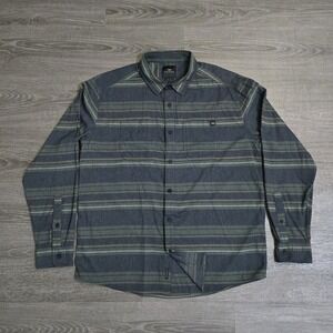 Sitka Gear Button Up  Shirt Long Sleeve Grange Flannel Slate Gray Stripe Mens XL